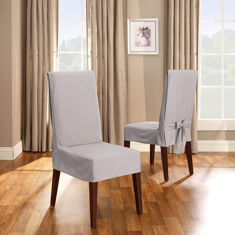 Sure Fit Cotton Duck Box Cushion Dining Chair Slipcover & Reviews Wayfair